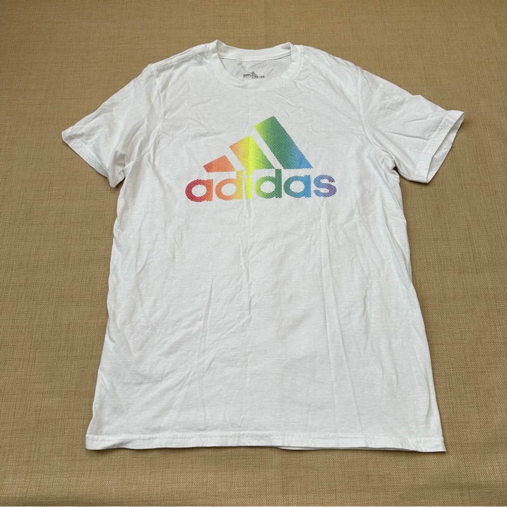 White Bright Rainbow Logo Amplifier Tee Short Sleeve Shirt